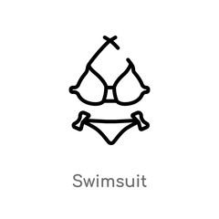outline swimsuit vector icon. isolated black simple line element illustration from summer concept. editable vector stroke swimsuit icon on white background
