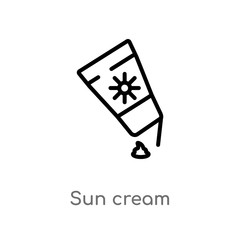 outline sun cream vector icon. isolated black simple line element illustration from summer concept. editable vector stroke sun cream icon on white background