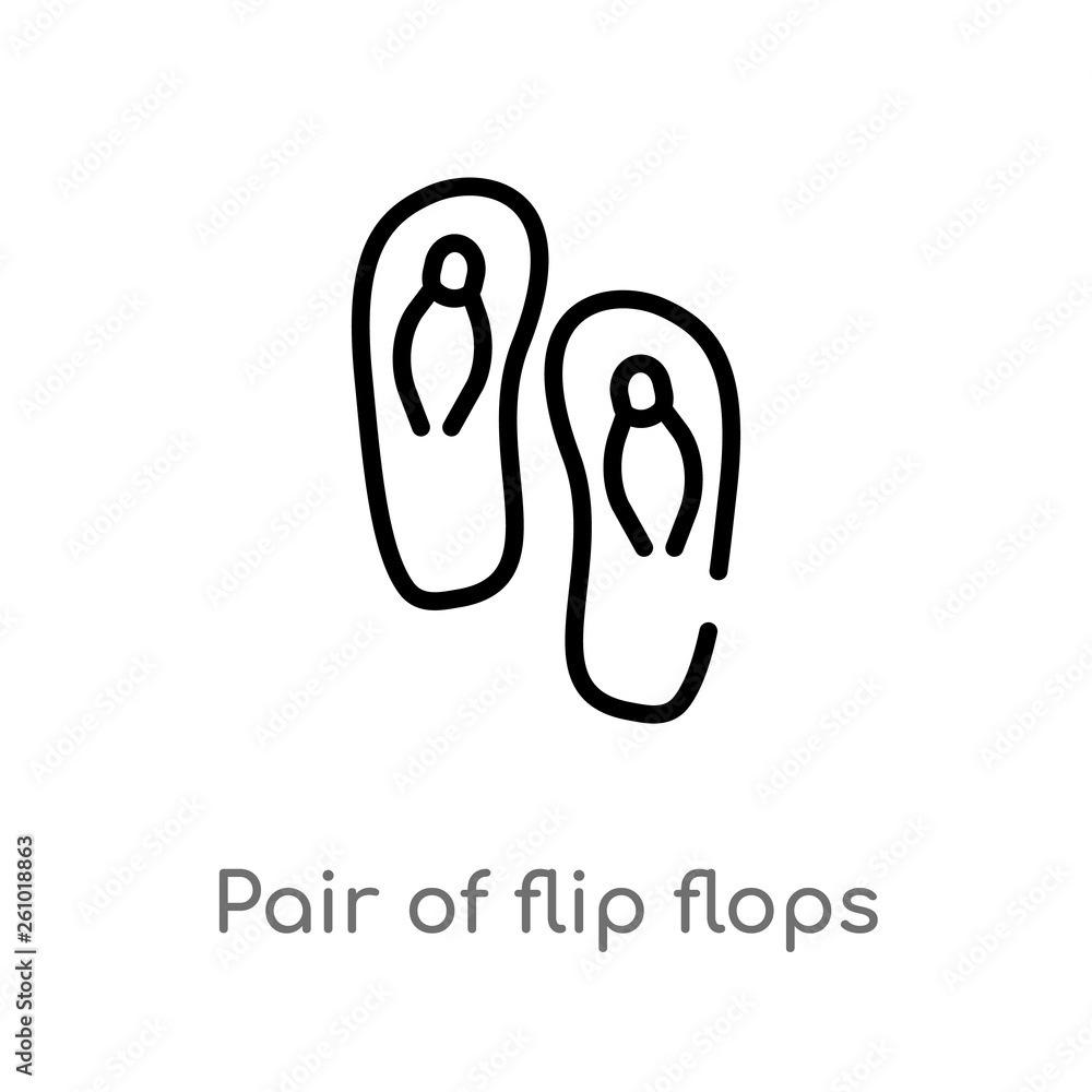Aufkleber outline pair of flip flops vector icon. isolated black simple line element illustration from summer 