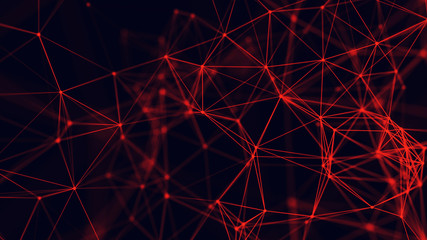 Big data visualization. Abstract background with connecting dots and lines. 3D rendering. High resolution.