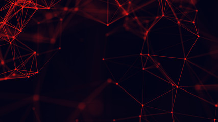 Big data visualization. Abstract background with connecting dots and lines. 3D rendering. High resolution.