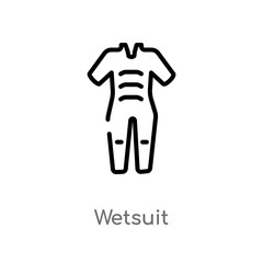 outline wetsuit vector icon. isolated black simple line element illustration from summer concept. editable vector stroke wetsuit icon on white background