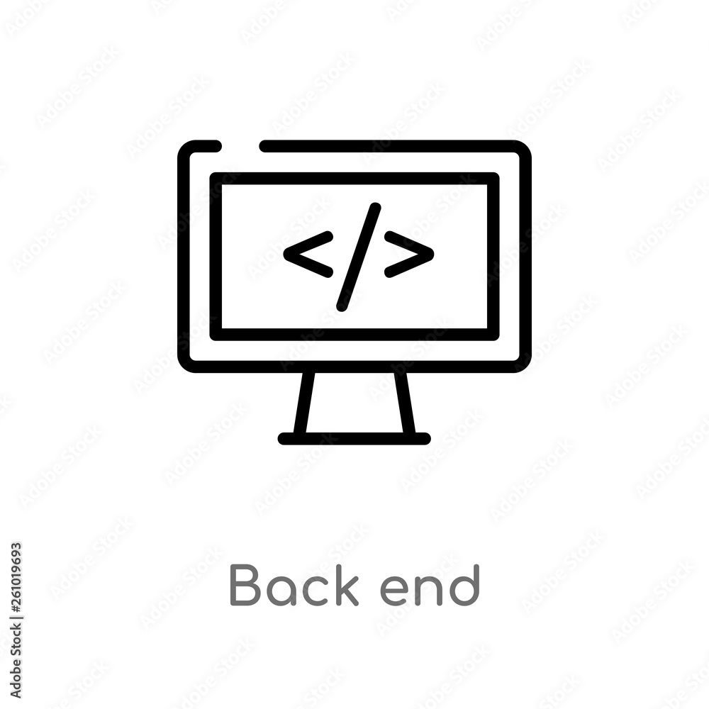 Poster outline back end vector icon. isolated black simple line element illustration from technology concep