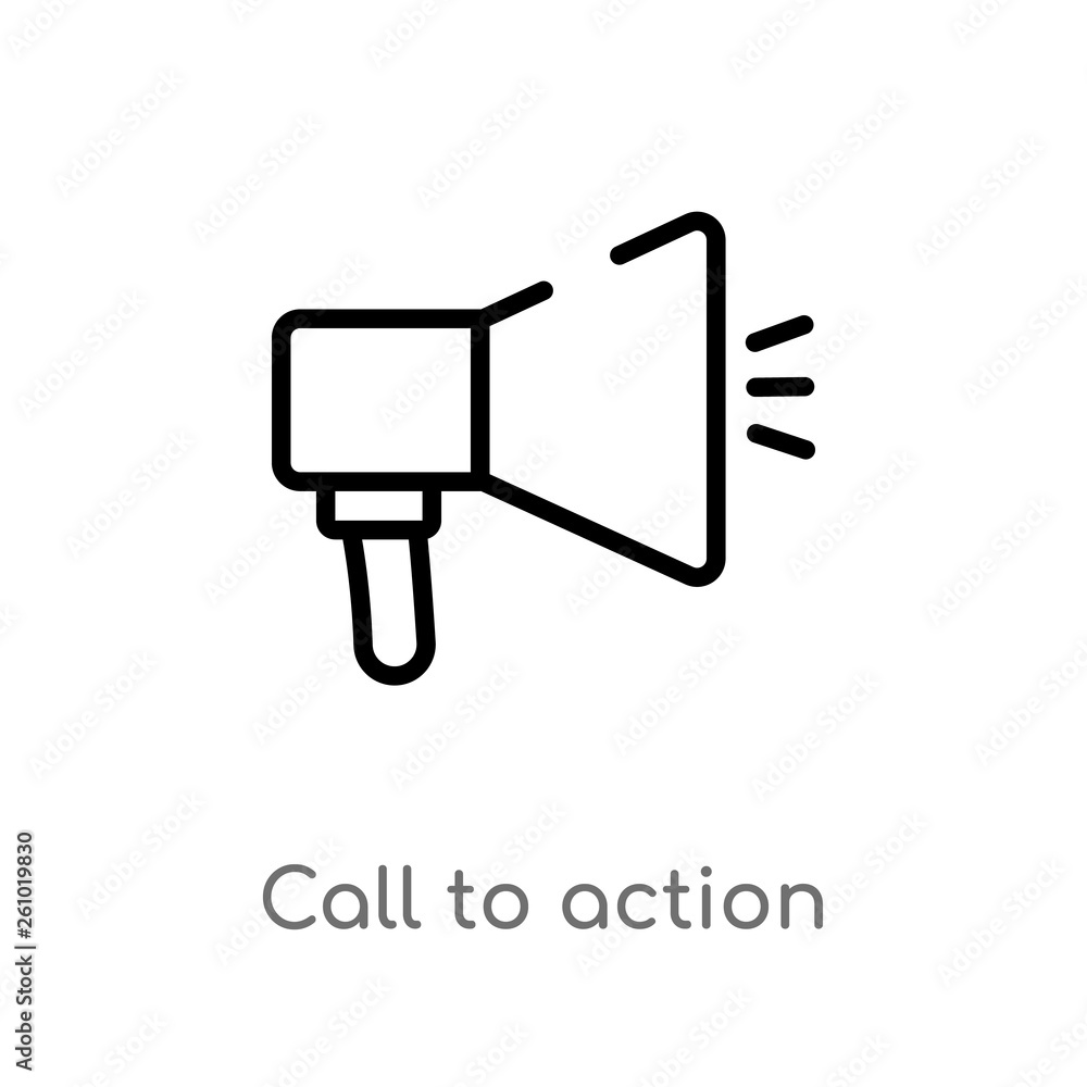 Poster outline call to action vector icon. isolated black simple line element illustration from technology 