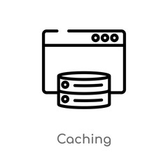outline caching vector icon. isolated black simple line element illustration from technology concept. editable vector stroke caching icon on white background