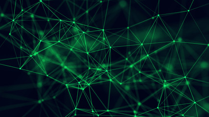 Fototapeta na wymiar Big data visualization. Abstract background with connecting dots and lines. 3D rendering. High resolution.