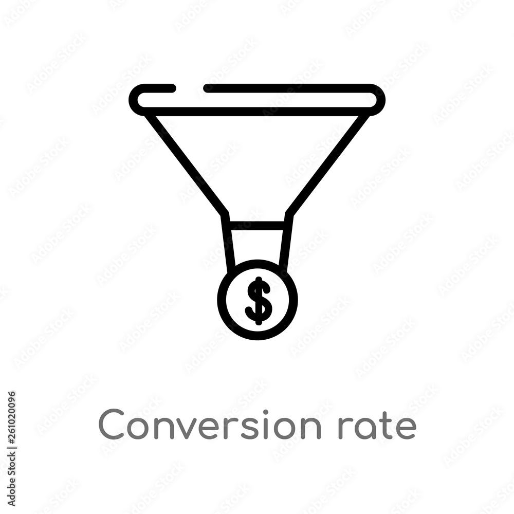 Poster outline conversion rate optimization vector icon. isolated black simple line element illustration fr