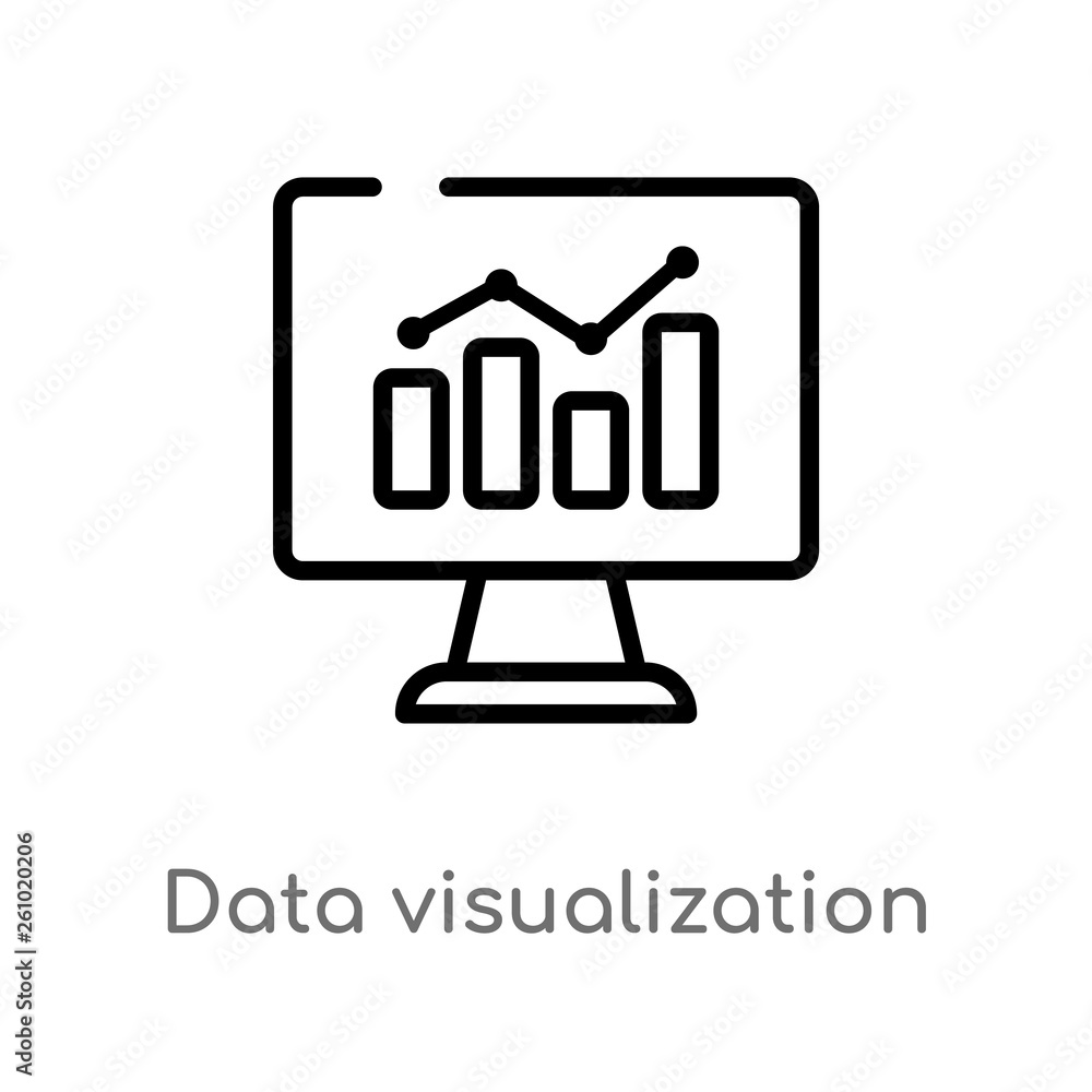Poster outline data visualization vector icon. isolated black simple line element illustration from technol
