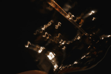 Gold notes on black background