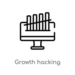 outline growth hacking vector icon. isolated black simple line element illustration from technology concept. editable vector stroke growth hacking icon on white background
