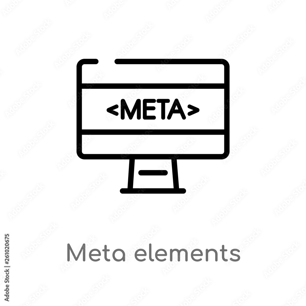 Poster outline meta elements vector icon. isolated black simple line element illustration from technology c