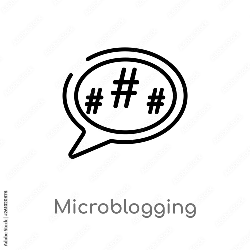 Poster outline microblogging vector icon. isolated black simple line element illustration from technology c