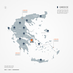 Greece map with borders, cities, capital and administrative divisions. Infographic vector map. Editable layers clearly labeled.