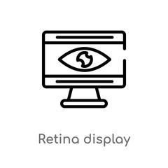 outline retina display vector icon. isolated black simple line element illustration from technology concept. editable vector stroke retina display icon on white background