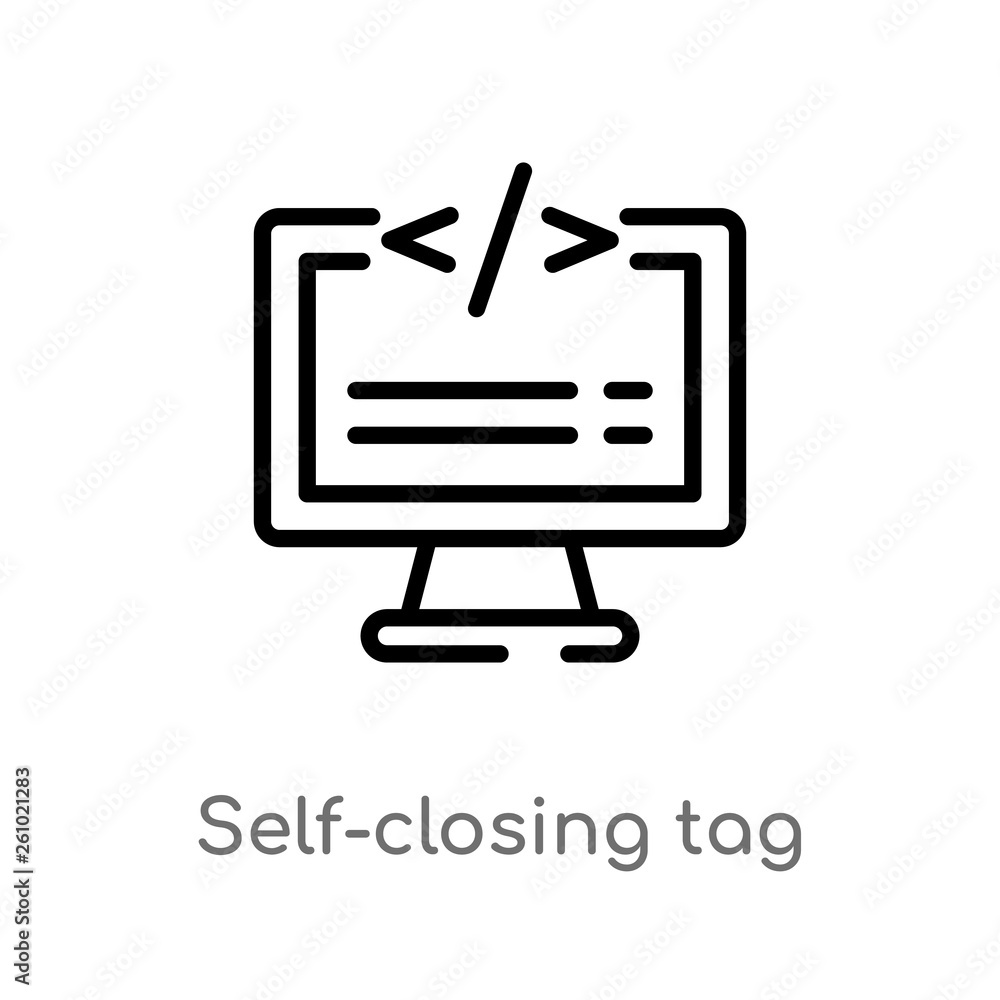 Aufkleber outline self-closing tag vector icon. isolated black simple line element illustration from technolog