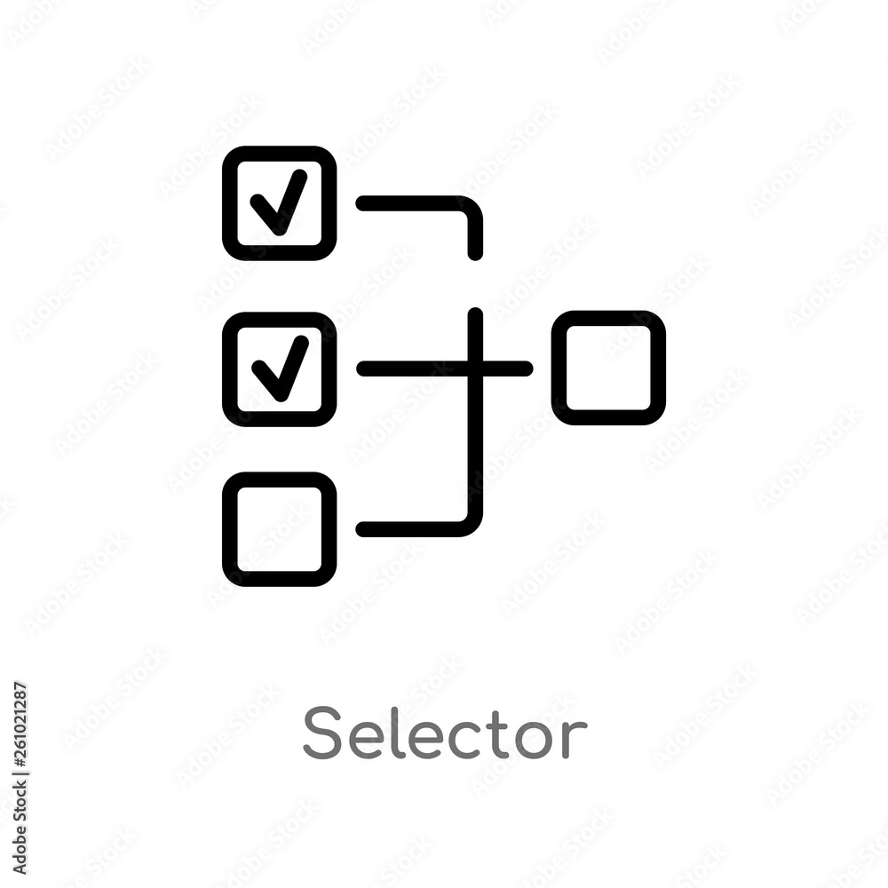 Poster outline selector vector icon. isolated black simple line element illustration from technology concep