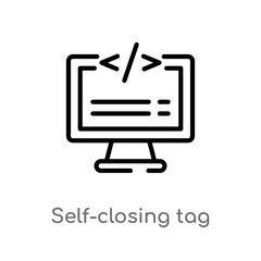 outline self-closing tag vector icon. isolated black simple line element illustration from technology concept. editable vector stroke self-closing tag icon on white background