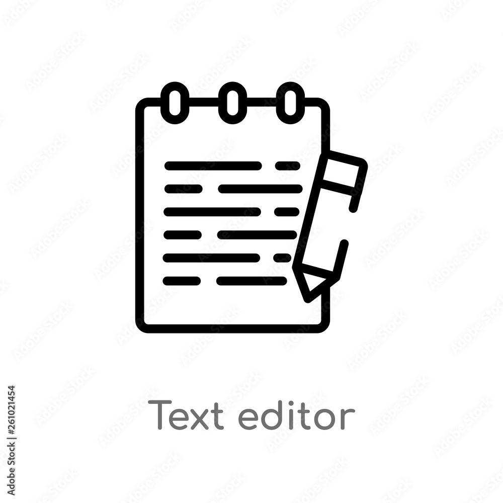 Poster outline text editor vector icon. isolated black simple line element illustration from technology con