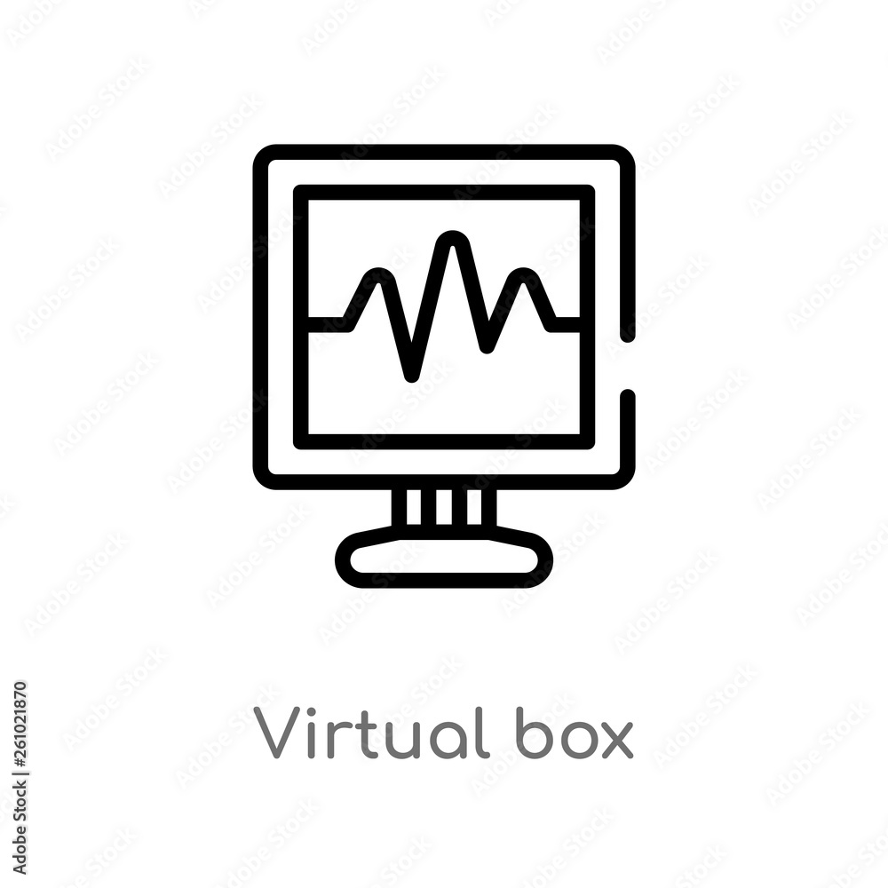 Aufkleber outline virtual box vector icon. isolated black simple line element illustration from technology con