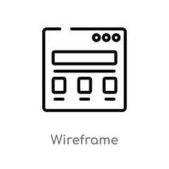 outline wireframe vector icon. isolated black simple line element illustration from technology concept. editable vector stroke wireframe icon on white background