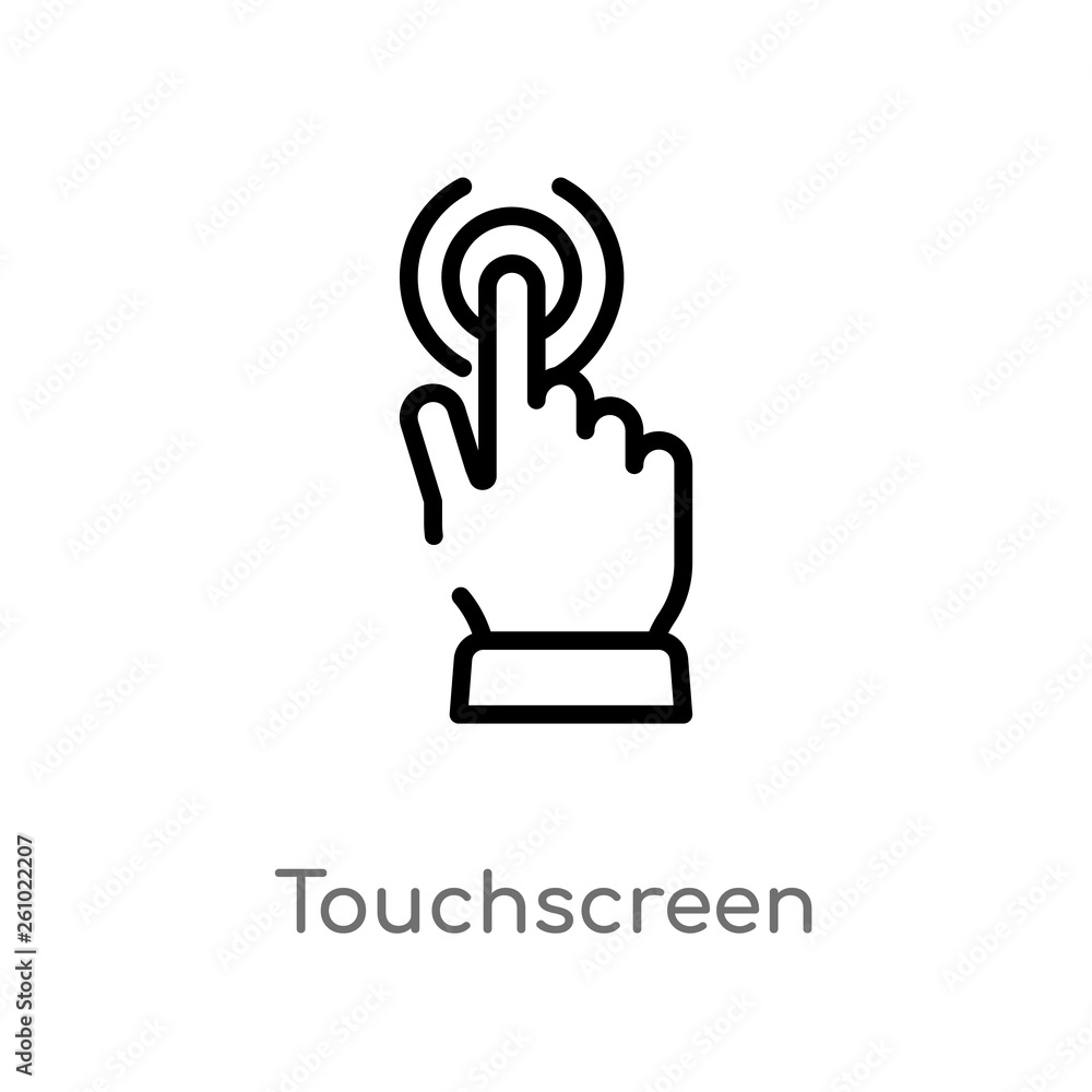 Aufkleber outline touchscreen vector icon. isolated black simple line element illustration from technology con