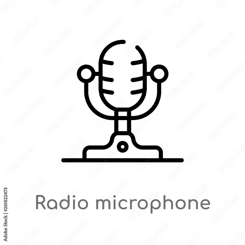 Aufkleber outline radio microphone vector icon. isolated black simple line element illustration from technolog