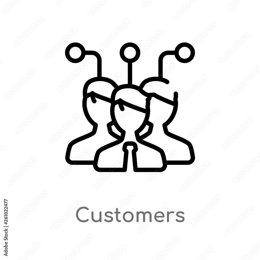 Poster outline customers vector icon. isolated black simple line element illustration from technology conce