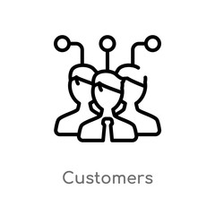 outline customers vector icon. isolated black simple line element illustration from technology concept. editable vector stroke customers icon on white background