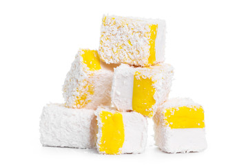 Tasty Turkish delight isolated on white