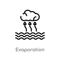 outline evaporation vector icon. isolated black simple line element illustration from technology concept. editable vector stroke evaporation icon on white background