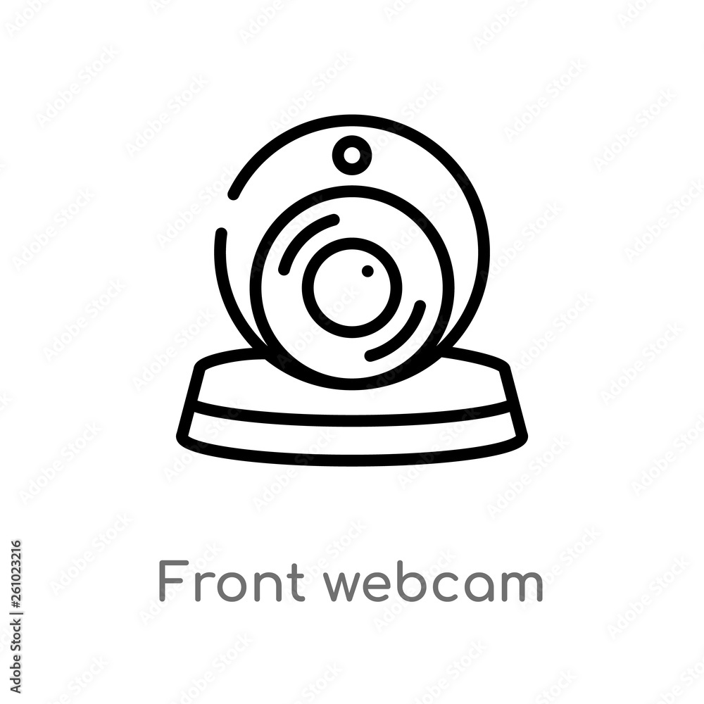 Aufkleber outline front webcam vector icon. isolated black simple line element illustration from technology co