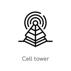 outline cell tower vector icon. isolated black simple line element illustration from technology concept. editable vector stroke cell tower icon on white background