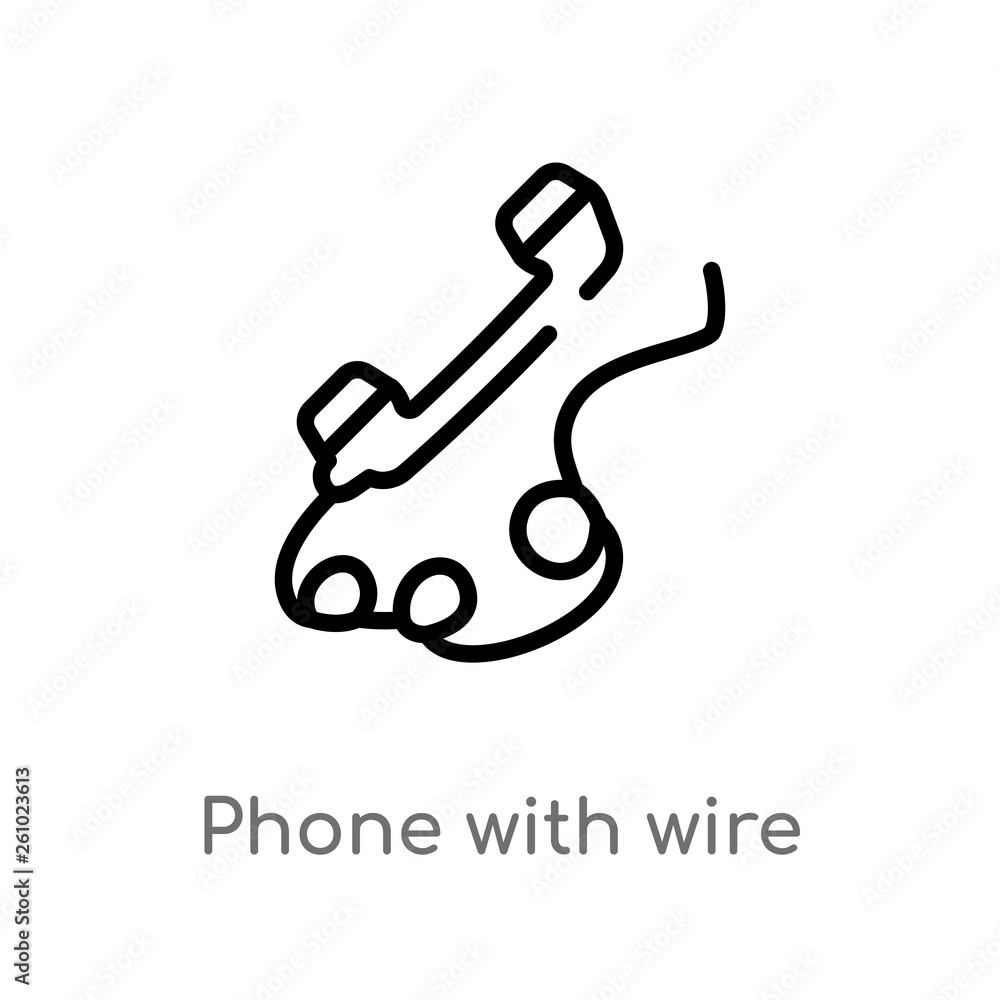 Poster outline phone with wire vector icon. isolated black simple line element illustration from technology