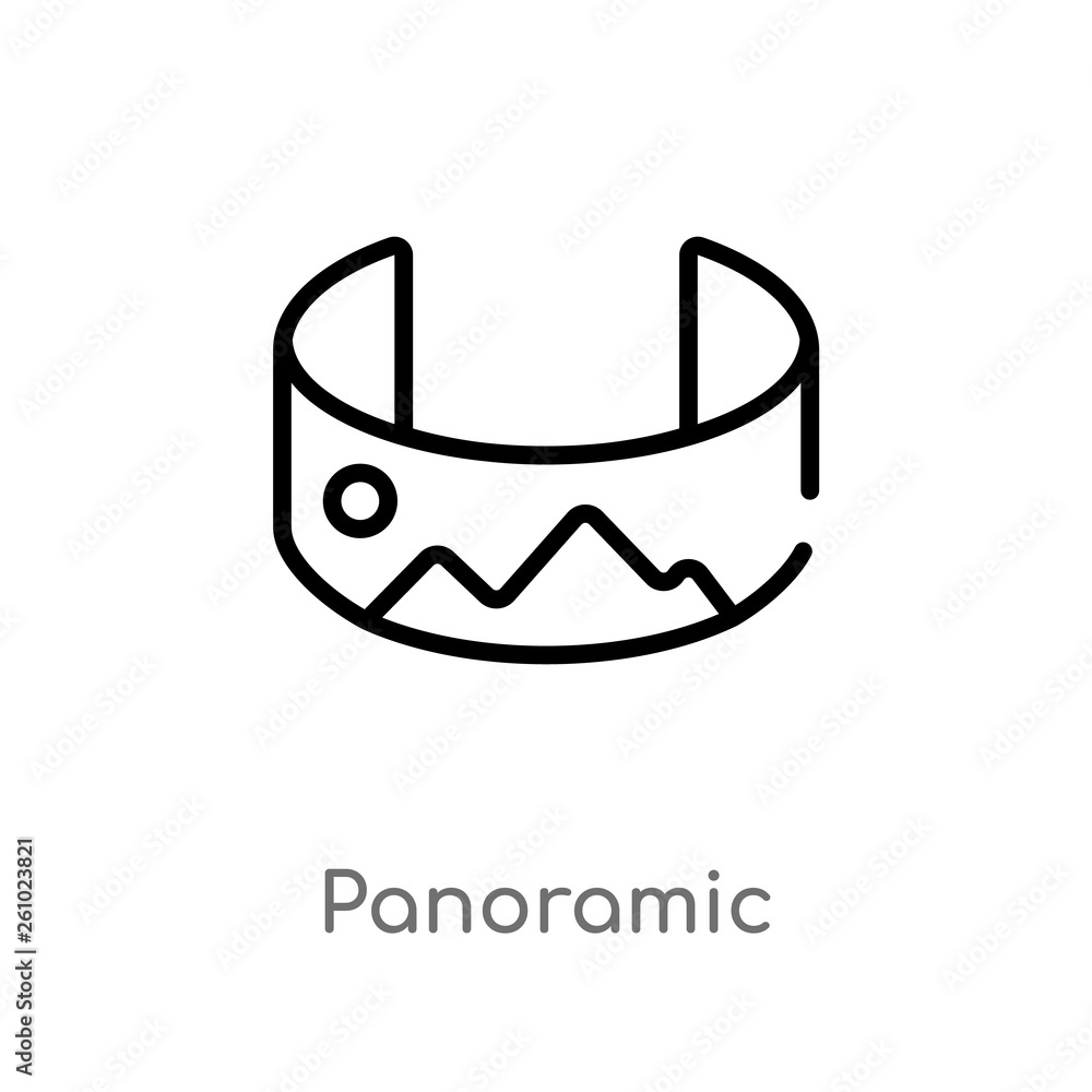 Poster outline panoramic vector icon. isolated black simple line element illustration from technology conce