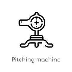 outline pitching machine vector icon. isolated black simple line element illustration from technology concept. editable vector stroke pitching machine icon on white background