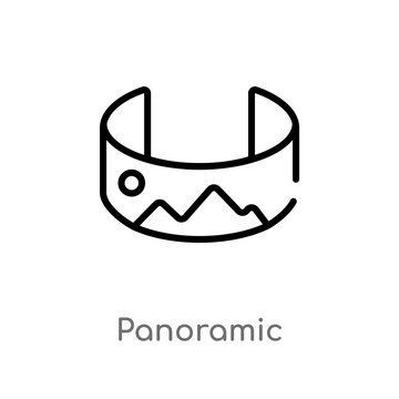 outline panoramic vector icon. isolated black simple line element illustration from technology concept. editable vector stroke panoramic icon on white background