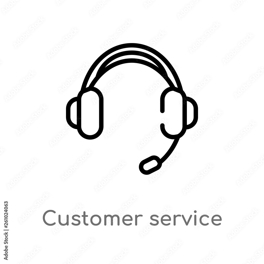 Aufkleber outline customer service headset vector icon. isolated black simple line element illustration from t