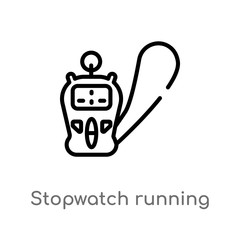 outline stopwatch running vector icon. isolated black simple line element illustration from technology concept. editable vector stroke stopwatch running icon on white background