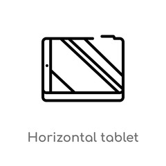 outline horizontal tablet vector icon. isolated black simple line element illustration from technology concept. editable vector stroke horizontal tablet icon on white background