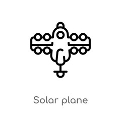 outline solar plane vector icon. isolated black simple line element illustration from technology concept. editable vector stroke solar plane icon on white background