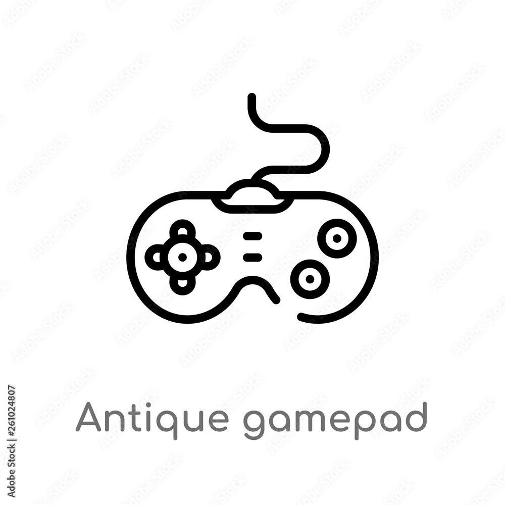 Poster outline antique gamepad vector icon. isolated black simple line element illustration from technology
