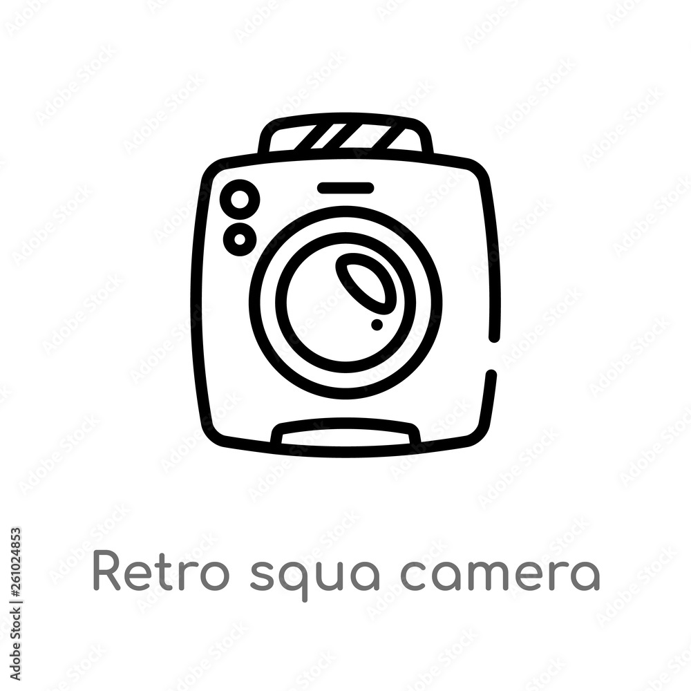 Poster outline retro squa camera vector icon. isolated black simple line element illustration from technolo