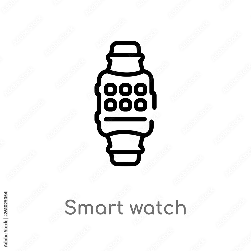 Aufkleber outline smart watch vector icon. isolated black simple line element illustration from technology con