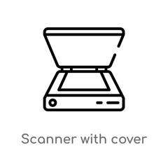 outline scanner with cover vector icon. isolated black simple line element illustration from technology concept. editable vector stroke scanner with cover icon on white background