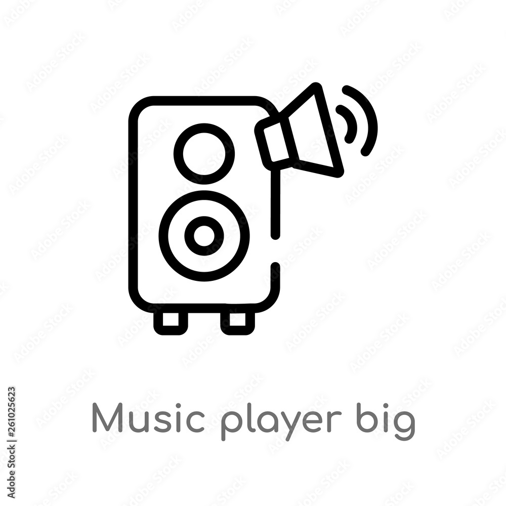 Poster outline music player big speaker vector icon. isolated black simple line element illustration from t