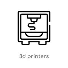 outline 3d printers vector icon. isolated black simple line element illustration from technology concept. editable vector stroke 3d printers icon on white background