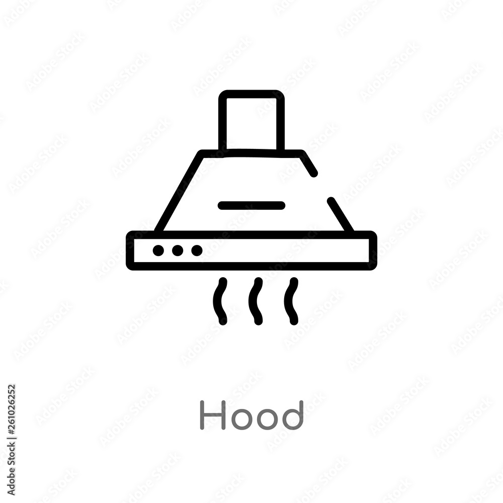 Poster outline hood vector icon. isolated black simple line element illustration from technology concept. e