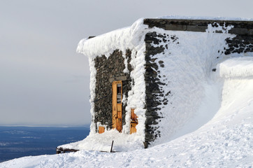 rock building in mountain