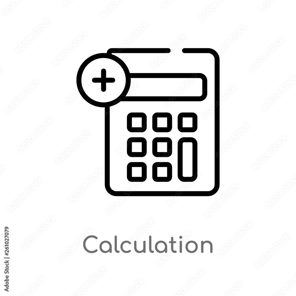 Poster outline calculation vector icon. isolated black simple line element illustration from technology con