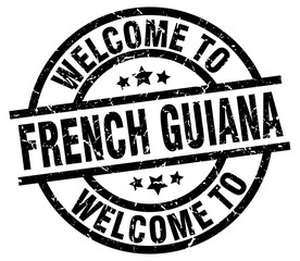 welcome to French Guiana black stamp